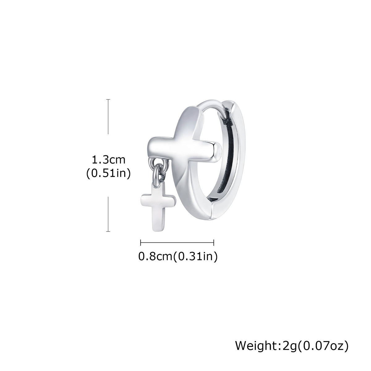 G廠-歐美時尚男士潮流個性耳環不鏽鋼十字架耳圈有耳洞款單只「EH-788」25.07-3