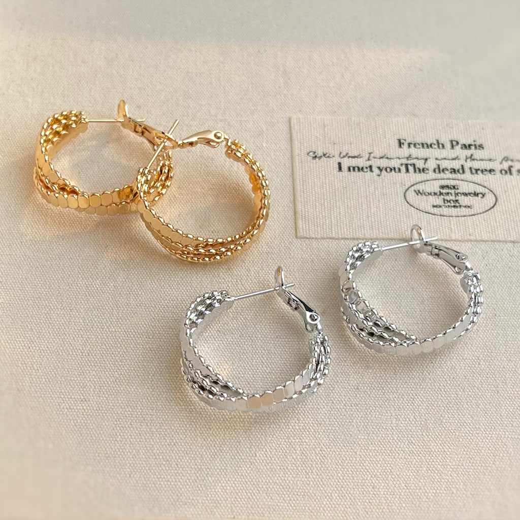 A廠-時尚通勤高級感鍍14K圓形幾何百搭耳環2025年新款耳環飾品工廠「5721-5722」25.04-3