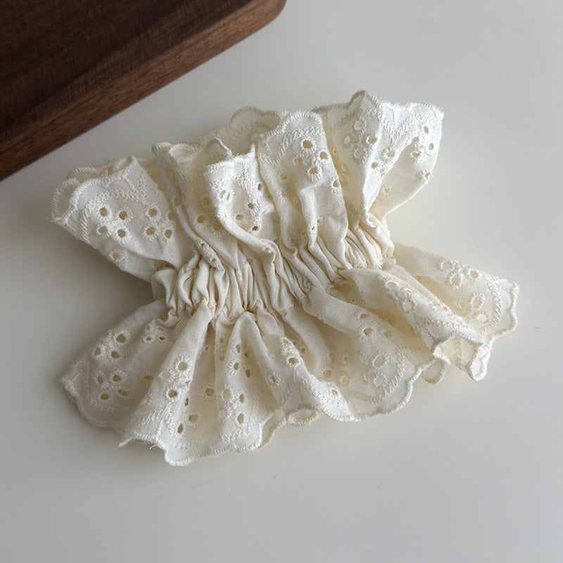 E廠-趙露思同款白色紅色蕾絲大腸髮圈女韓系高級感頭繩頭花髮飾頭飾「27091」25.06-3