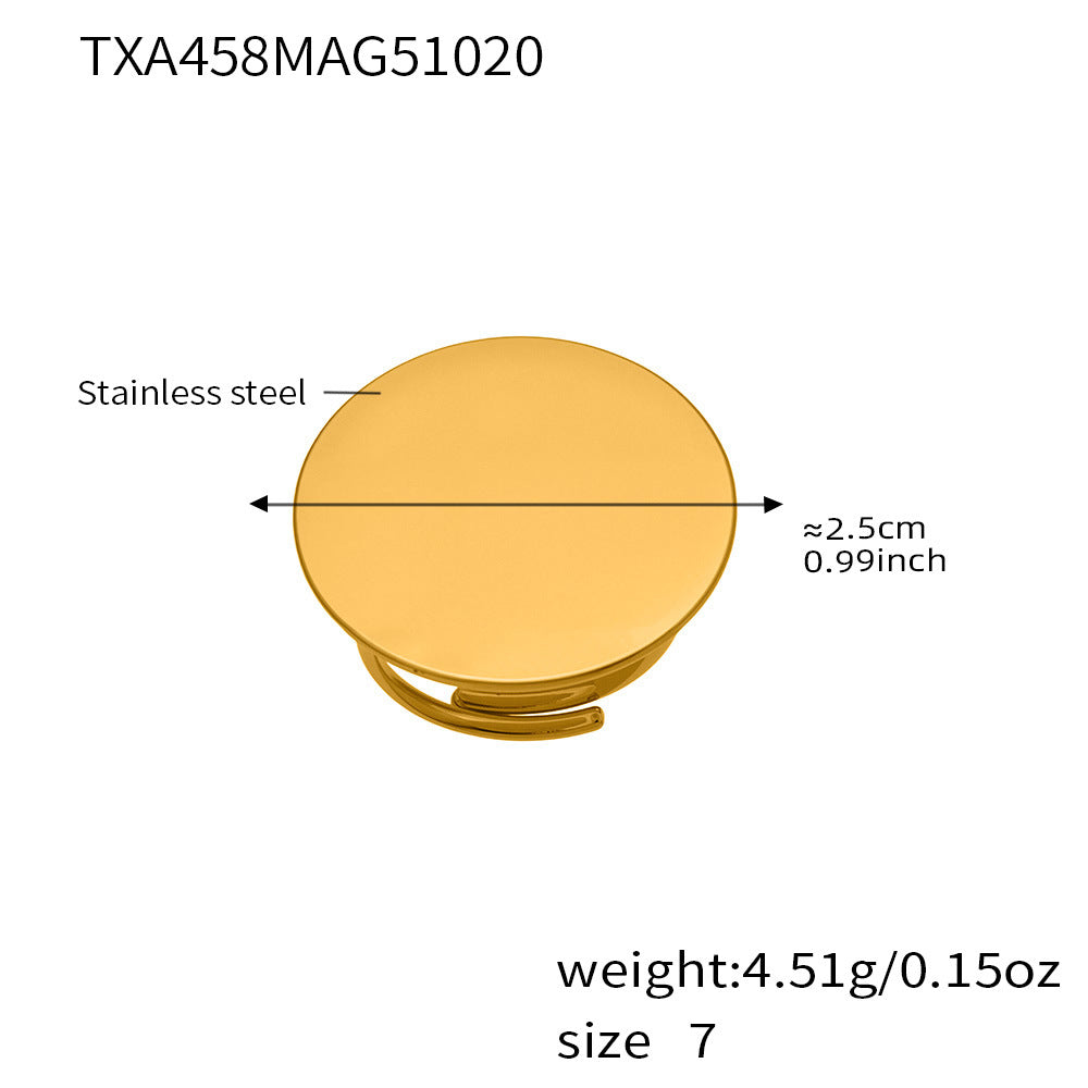 B廠-歐美簡約不鏽鋼大小圓圈項鍊耳環戒指套裝鍍18k金珠寶首飾「TXP458」25.10-5