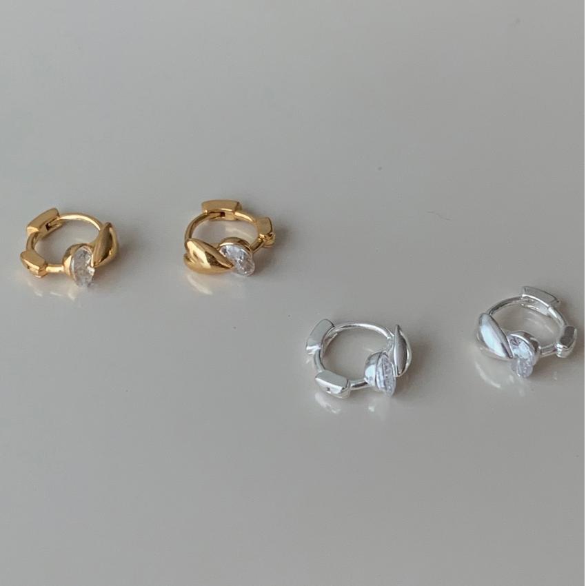 F廠-韓國韓版925純銀愛心鋯石耳扣耳環簡約氣質百搭ins風耳飾「C1399」25.05-4