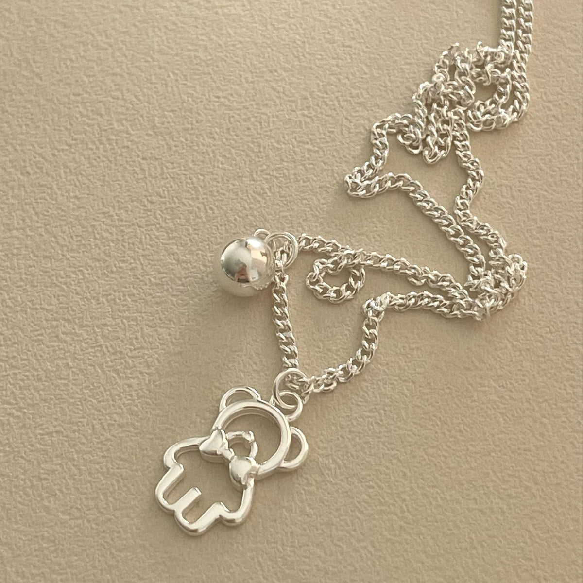 F廠-韓國韓版925純銀小熊項鍊簡約氣質ins網紅小紅書項鍊「B1341」25.03-2