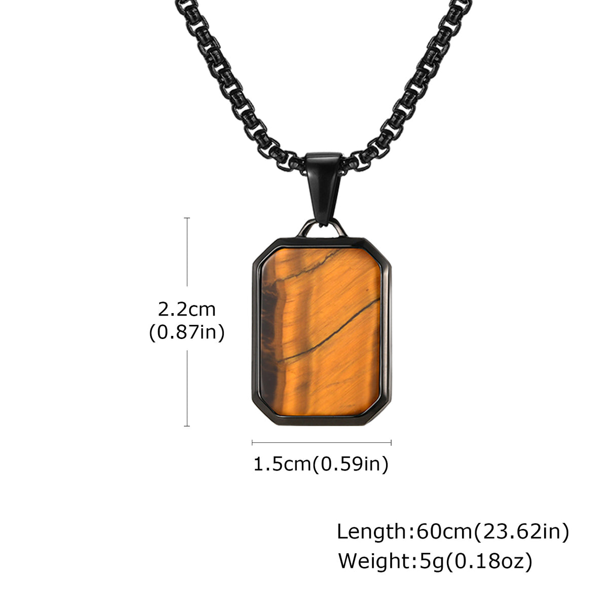 G廠-首飾飾品 不鏽鋼幾何長方形綠松石虎眼石青金石吊墜項鍊男士「PN-1828」25.05-1