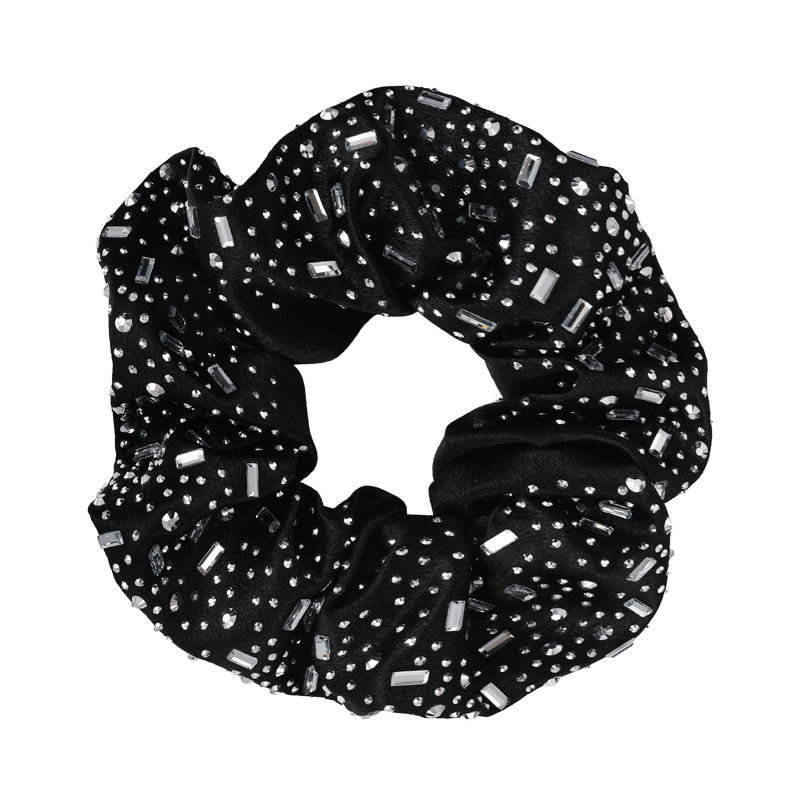 E廠-高級感水鑽大腸圈髮圈扎頭髮馬尾頭繩丸子頭皮筋寬邊水鑽髮箍髮飾「27061」25.06-2