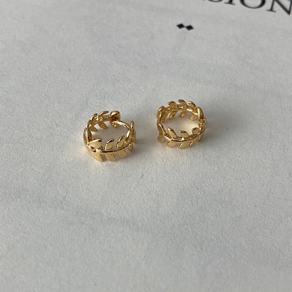 F廠-韓國韓版925純銀耳環女INS風格葉子耳環耳釘耳墜網紅耳飾「C583」25.01-1