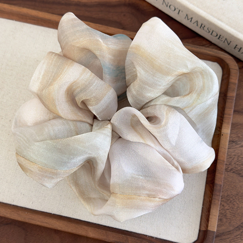 E廠-超仙扎染雪紡大腸髮圈女高級感2025新大號頭繩扎頭髮皮筋髮繩頭飾「26952」25.05-4