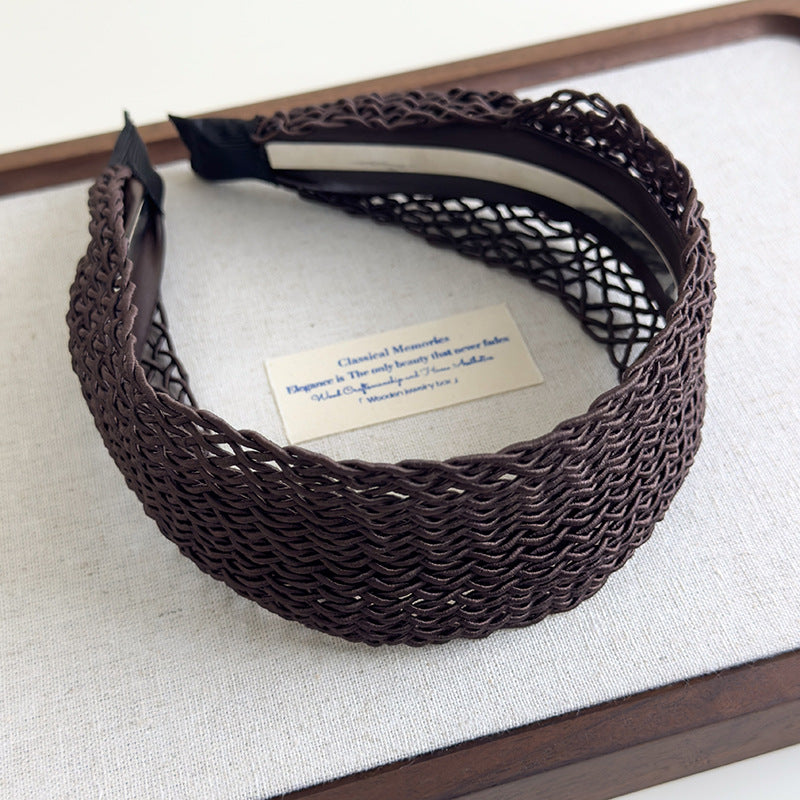 E廠-波西米壓風氣質編織鏤空寬邊髮箍頭飾甜美森系氣質網髮箍髮卡髮飾「27112」25.06-4