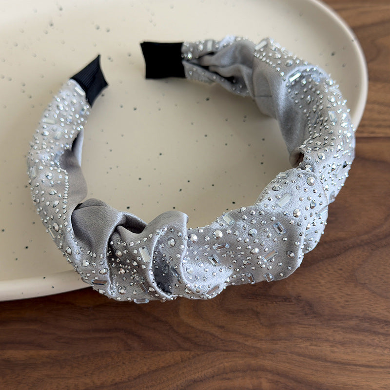 E廠-高級感水鑽大腸圈髮圈扎頭髮馬尾頭繩丸子頭皮筋寬邊水鑽髮箍髮飾「27061」25.06-2