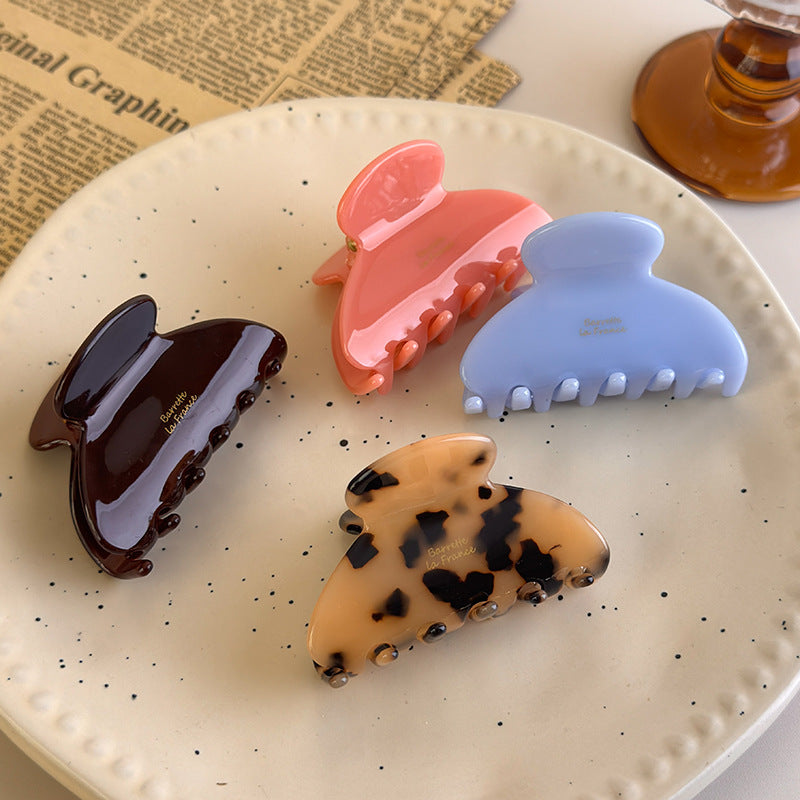 E廠-韓版小號醋酸抓夾女韓版夏季百搭金標髮夾半扎髮鯊魚夾子ins髮飾「23837」25.08-5