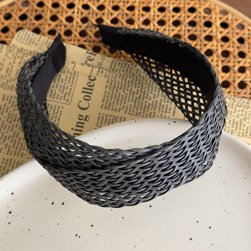 E廠-法式波西米亞風草編交叉髮箍女森系復古寬邊個性壓髮頭箍髮捆髮飾「27031」25.05-5