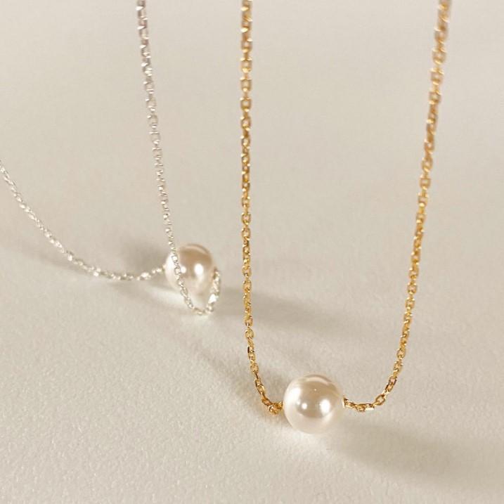 F廠-韓國韓版925純銀INS 小紅書珍珠米珠項鍊銀飾品簡約項鍊「B1080」25.04-4