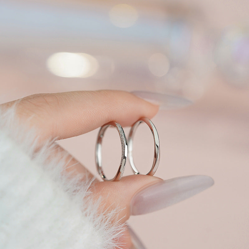 D廠-S999足銀S925純銀光面釘砂戒指簡約幾何高級小眾情侶對戒「YC4443R_1」25.04-4