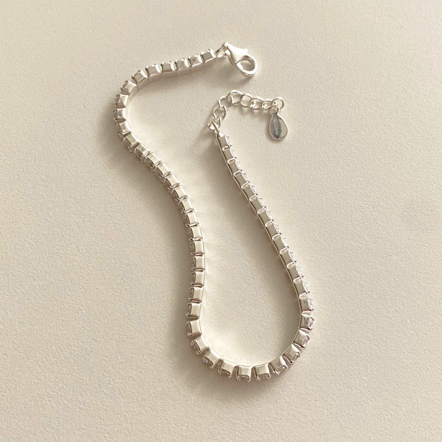 F廠-韓國韓國925純銀滿鑽鋯石手鍊簡約INS小紅書幾何手鍊「A356」25.08-2