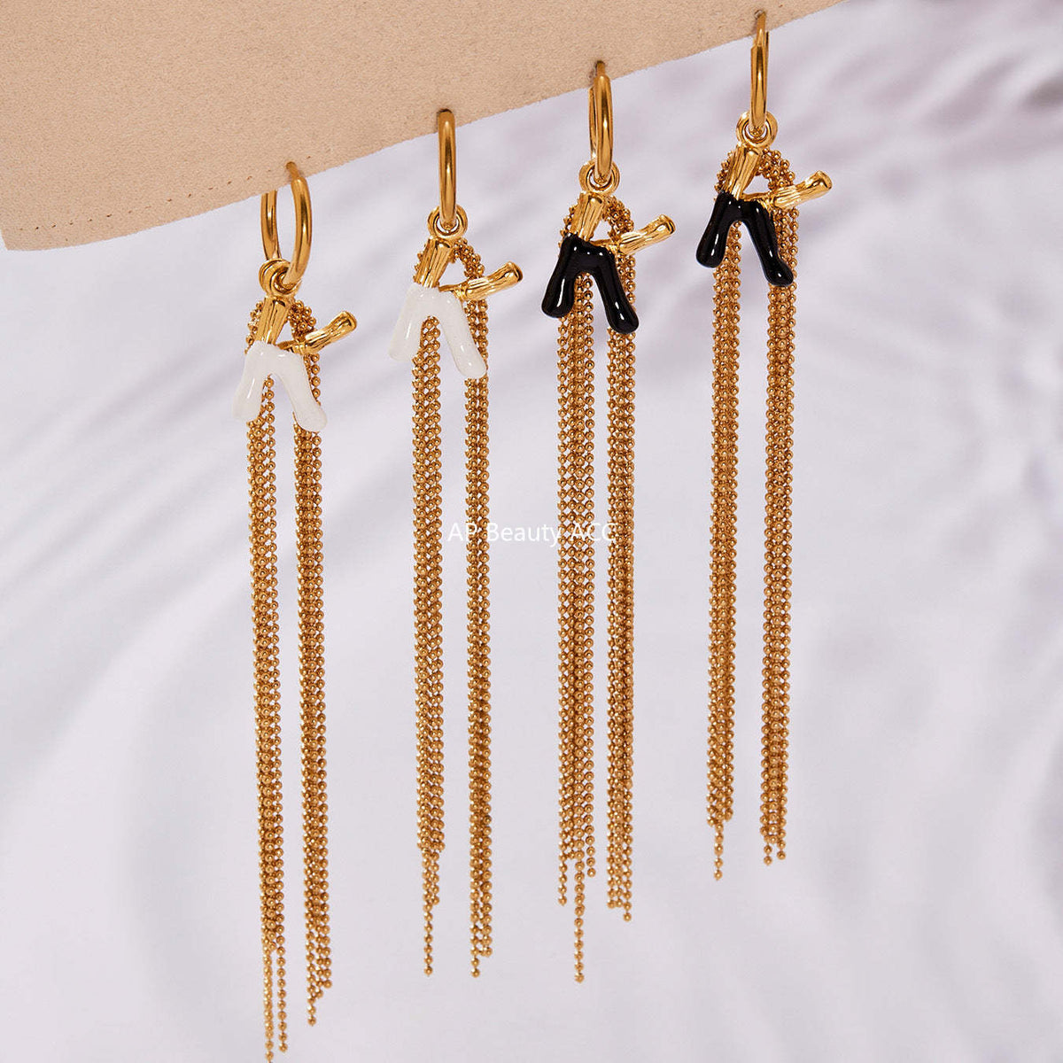 B廠-不鏽鋼K字母滴油流蘇吊墜耳環ins法式潮流個性耳飾鍍18k金「F116」25.10-5