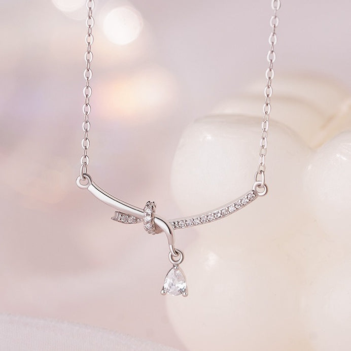 D廠-原創S999足銀流光緞語幾何繩結鋯石項鍊優雅時髦輕奢頸鍊「YC2498N_1」25.09-4