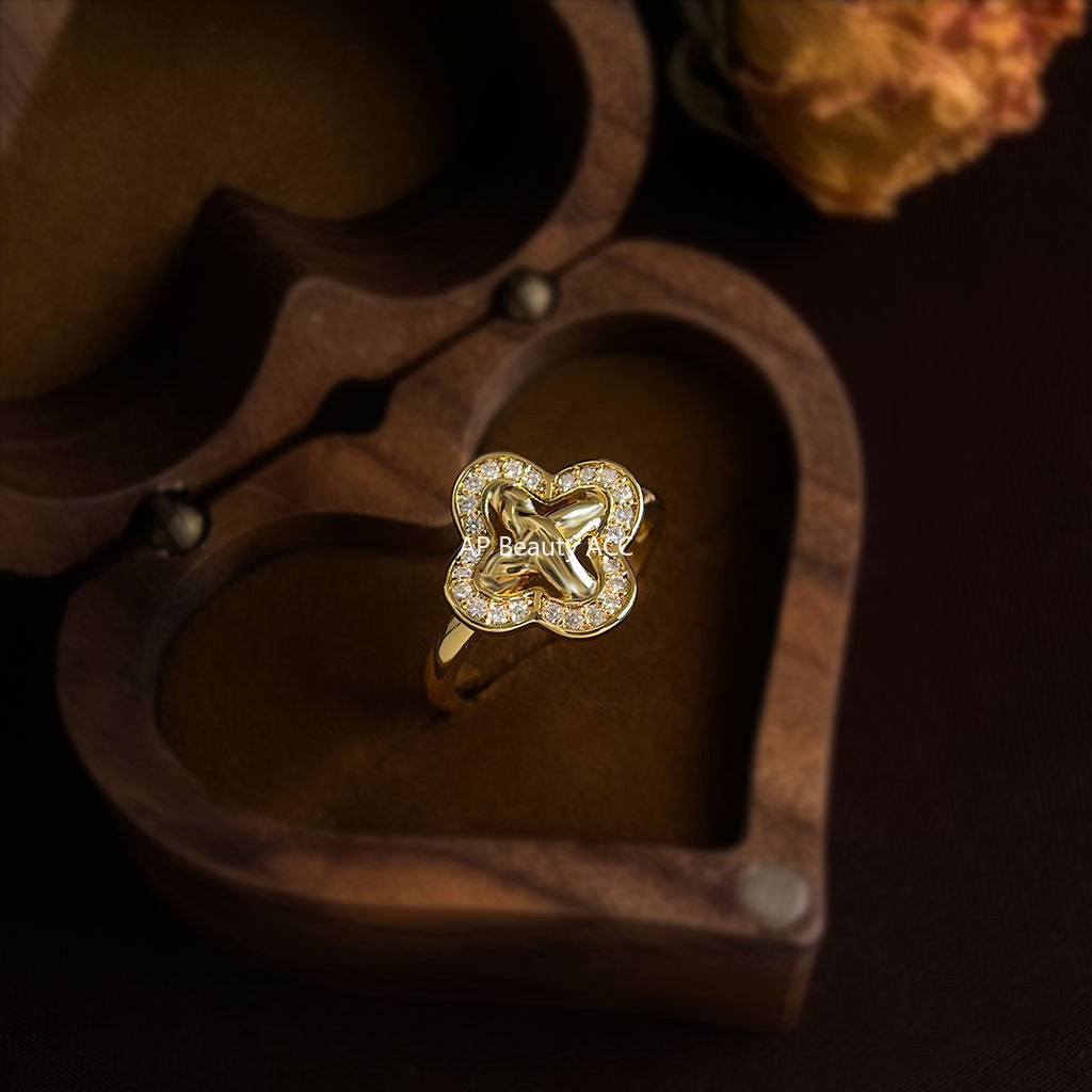 A廠-厚鍍18K真金保色微鑲鋯石開口可調幾何時尚高級感戒指新款「6904」25.10-2