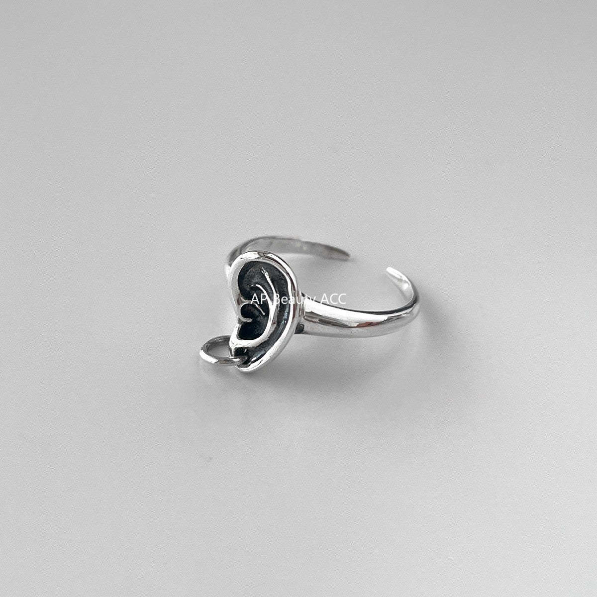 C廠-輕奢復古設計感小耳朵戒指女冷淡風氣質個性純銀食指環ins新指環「JZ-0657」25.10-5
