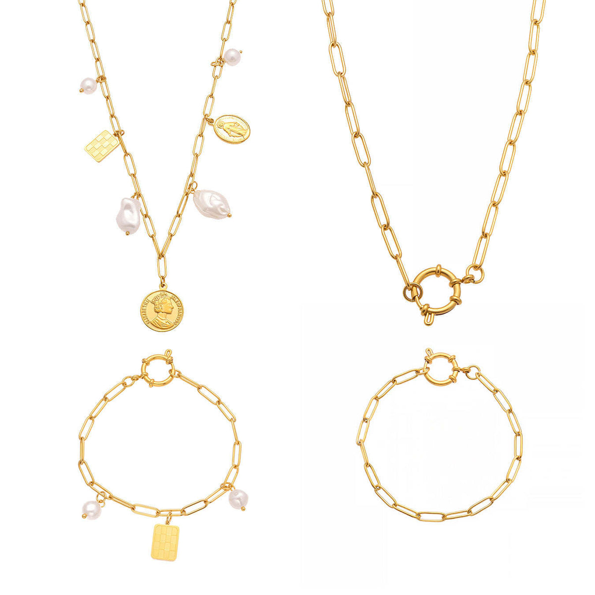 B廠-不鏽鋼異形膠珠圓牌女王DIY多配件珠寶扣手鍊項鍊飾品套裝「TXP456」25.10-5