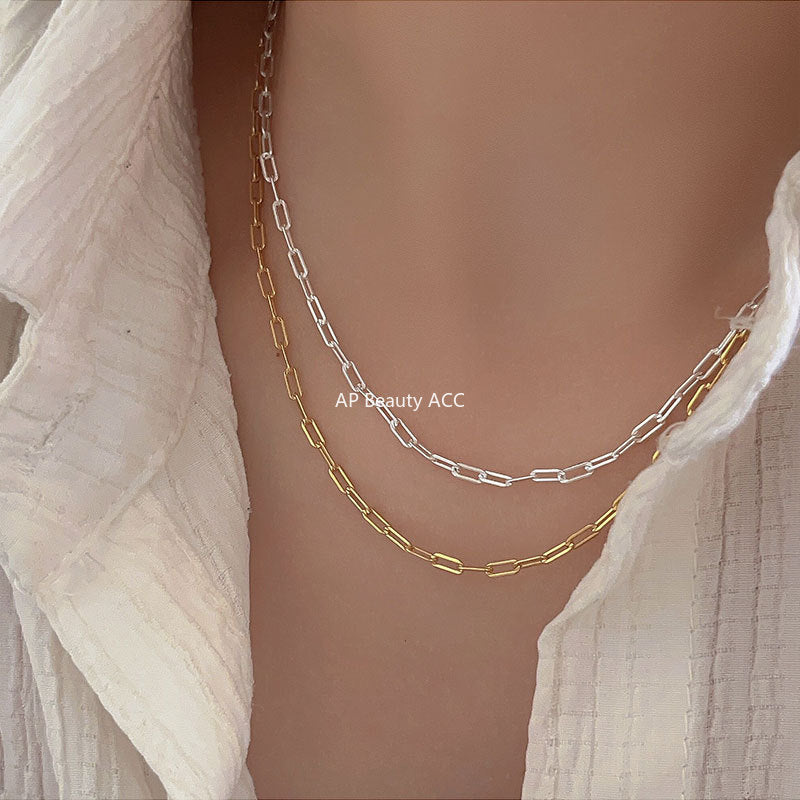 F廠-韓國韓版925純銀設計款鎖鏈重工choker項鍊短款脖鏈頸鏈飾「B567」25.10-1