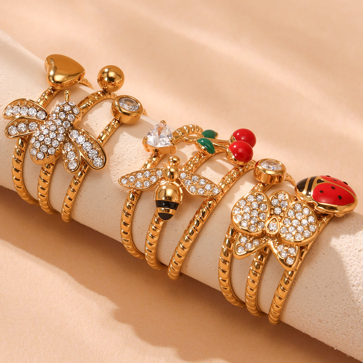 B廠-5A鋯石手工滴油指環百搭高級感手飾鈦鋼開口戒指ins不掉色「A756-A757」25.06-4