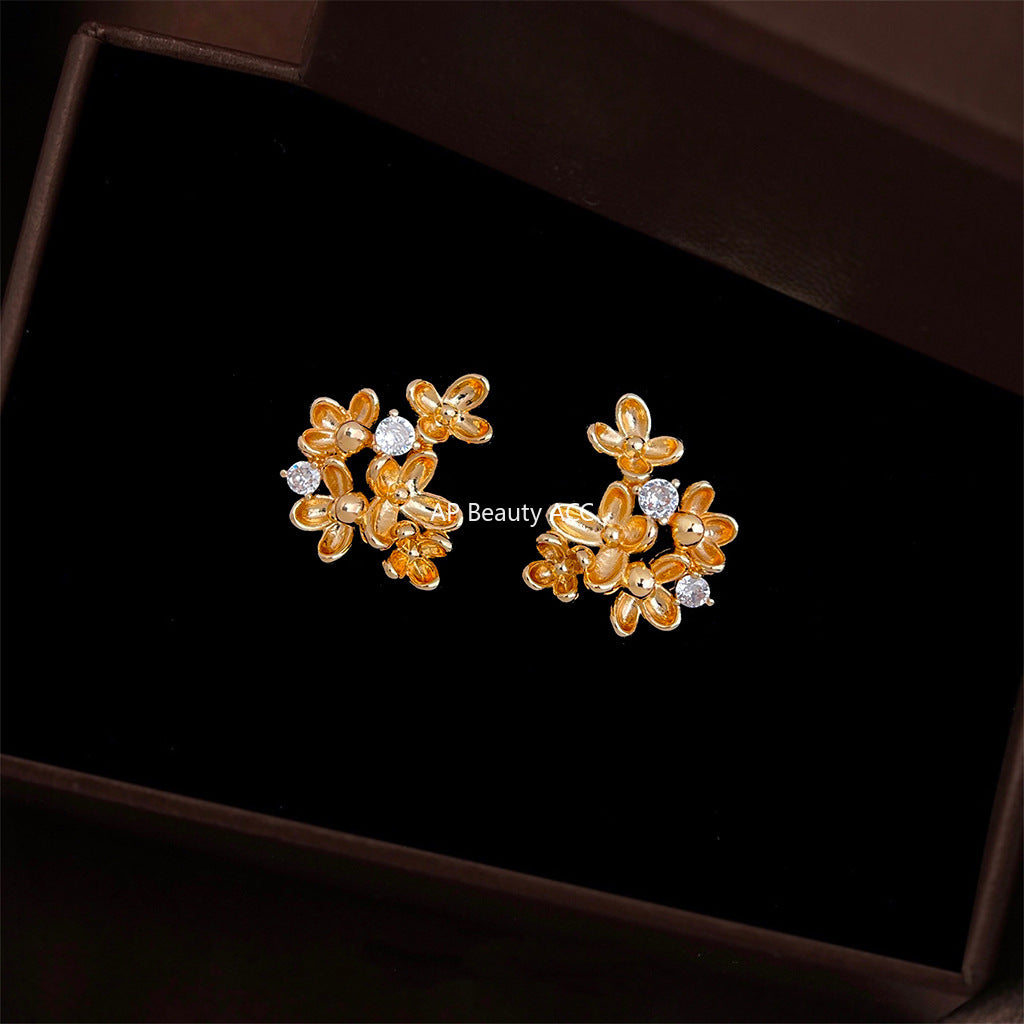 A廠-原創桂花系! 925銀針保色電鍍設計師款花朵耳飾新款耳環工廠 飾品「6932」25.10-3