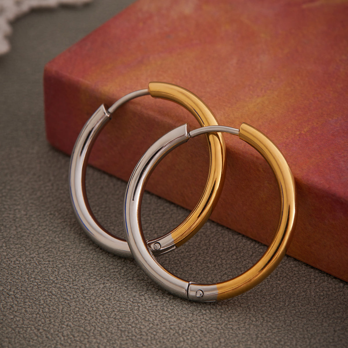 B廠-ins小眾設計感不鏽鋼幾何素圈耳環百搭時尚耳飾鍍18k金批發「F596」25.08-5