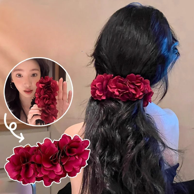 E廠-易夢玲同款花朵香蕉夾高級感氣質女盤髮馬尾抓夾一字夾扭扭夾髮夾「26965」25.05-4