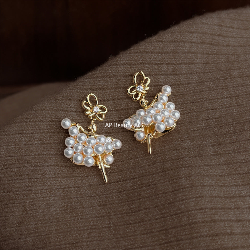 A廠-芭蕾女孩~原創設計優雅氣質唯美小眾新款清新甜美小香風耳飾 耳環「6848」25.10-3