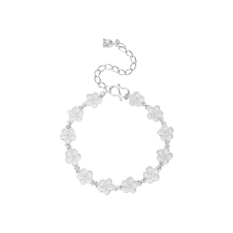 D廠-S999足銀花朵手鍊小清新設計感高級清新森系仙女精美手飾批發「YC4589SL_1」25.10-5