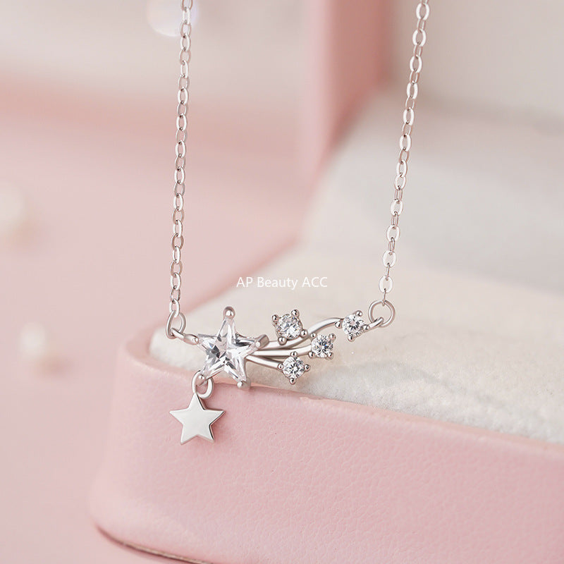 D廠-S999足銀流星項鍊新款微鑲浪漫甜美溫柔可愛送禮鎖骨鏈批發「YC3813N」25.10-2