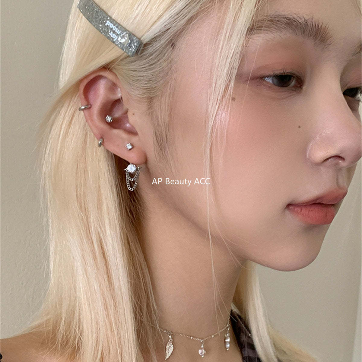 C廠-歐美Ins風氣質時尚流蘇鏈條耳釘女百搭個性冷淡風兩戴式鋯石耳飾「EH-4193」25.10-4