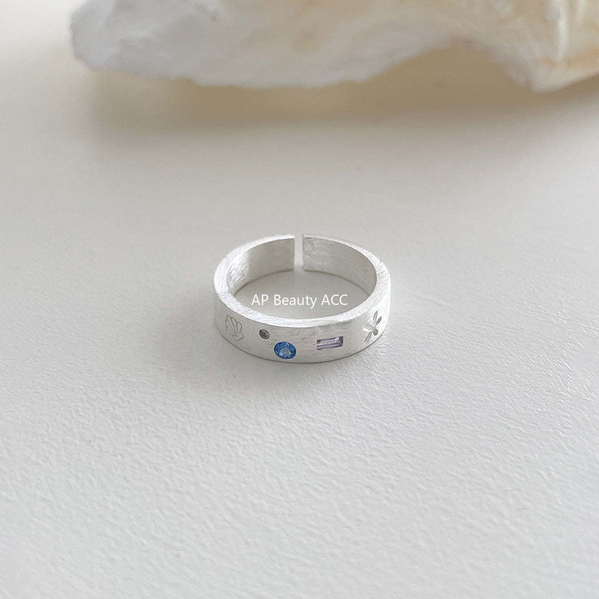 C廠-925純銀ins度假風海螺貝殼戒指女簡約精緻百搭高級感拉絲食指戒「JZ-0714」25.10-5