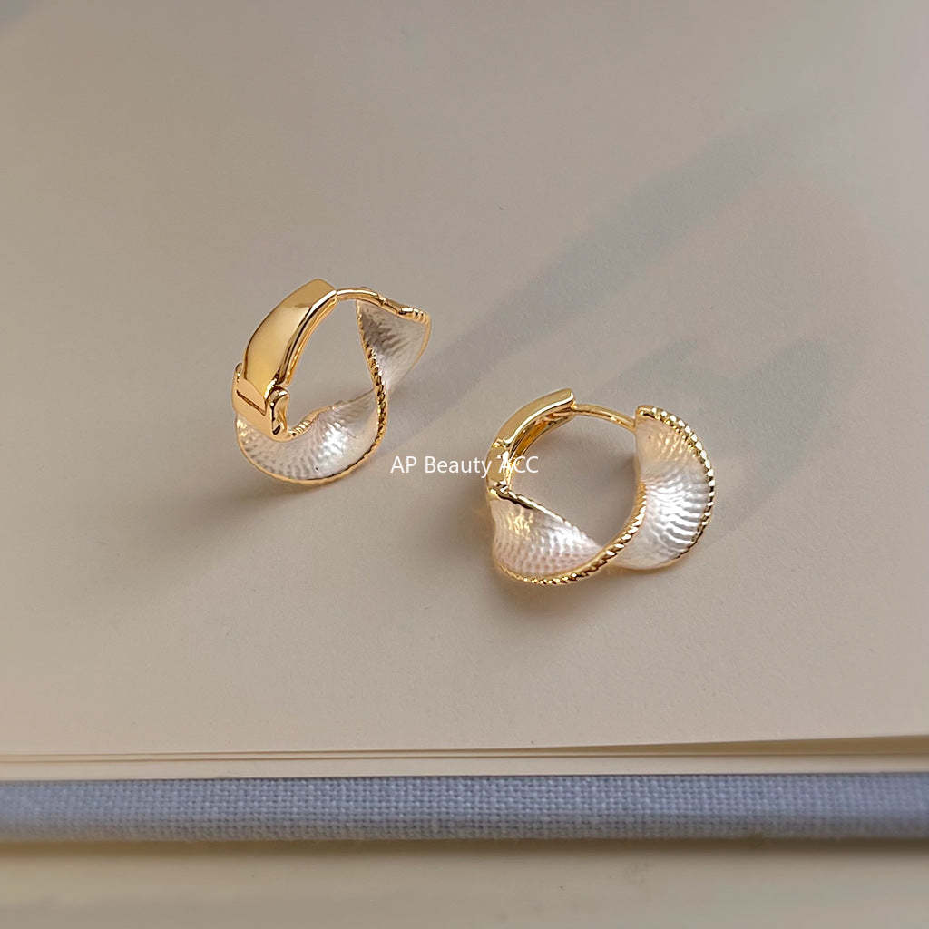 A廠-時尚高級感幾何扭曲空間感手工彩繪百搭通勤新款耳飾工廠耳環飾品「6986」25.10-5