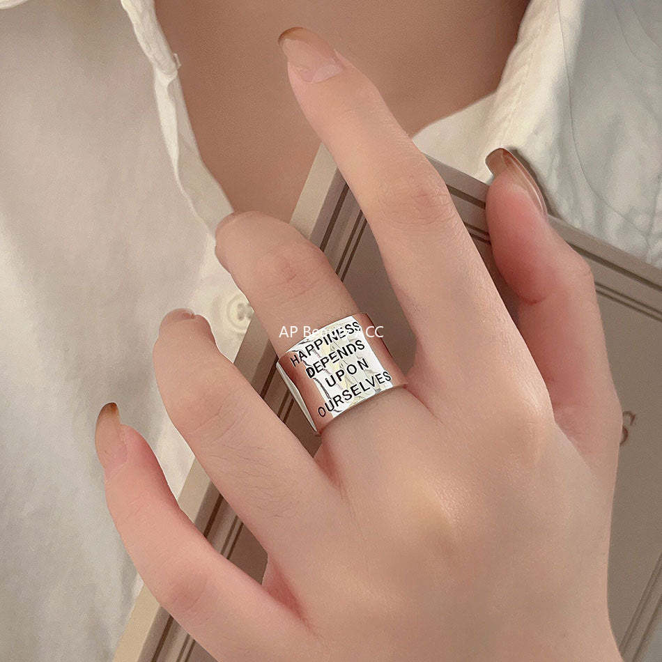 F廠-韓版飾品925純銀復古做舊取悅自我復古寬面戒指指環首飾時尚戒子「J960」25.10-5