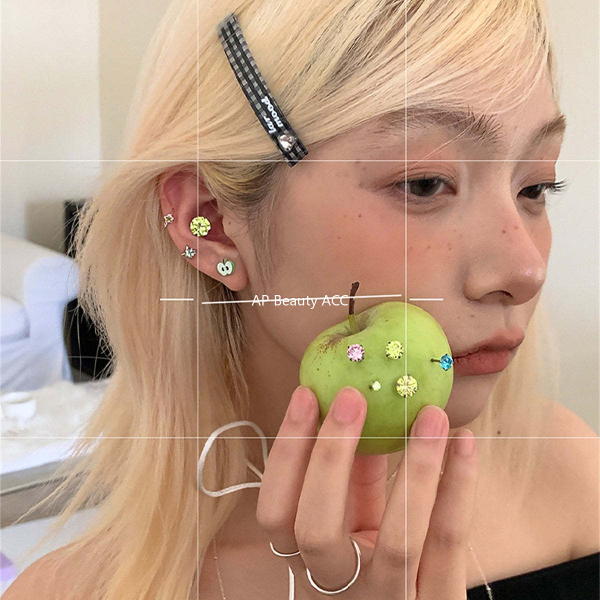 C廠-夏季多巴胺白色鋯石耳釘女精緻時尚甜酷風鈦鋼耳環簡約高級感耳飾「EH-4085」25.10-4