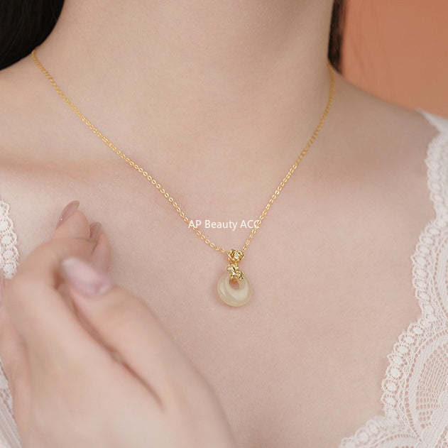 D廠-原創S999足銀馬上有錢平安扣項鍊女本命年復古福氣鎖骨鏈「YC3540N_1」25.10-5