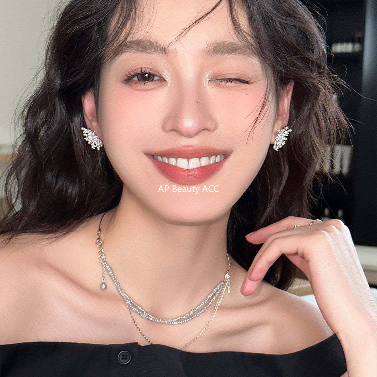 C廠-秋冬氣質高級感煙花耳釘女明媚大氣甜美珍珠耳環百搭通勤時尚耳飾「EH-4105」25.10-4