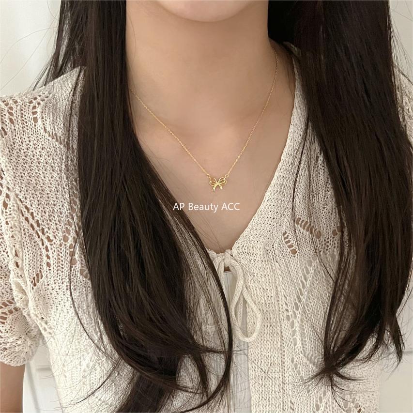 F廠-韓國韓版925純銀蝴蝶結項鍊簡約氣質ins網紅小紅書項鍊「B1211」25.10-1