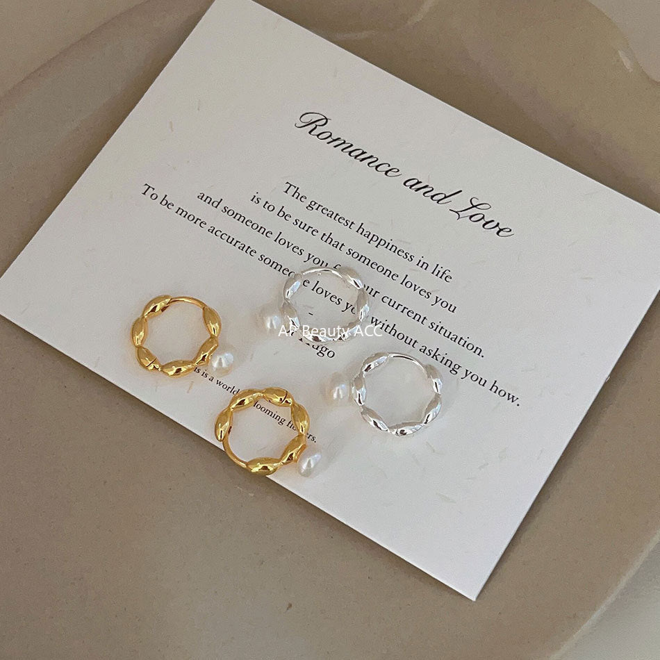 F廠-韓國韓版925純銀珍珠橄欖耳釘耳環簡約氣質百搭ins風耳釘「C1242」25.10-2