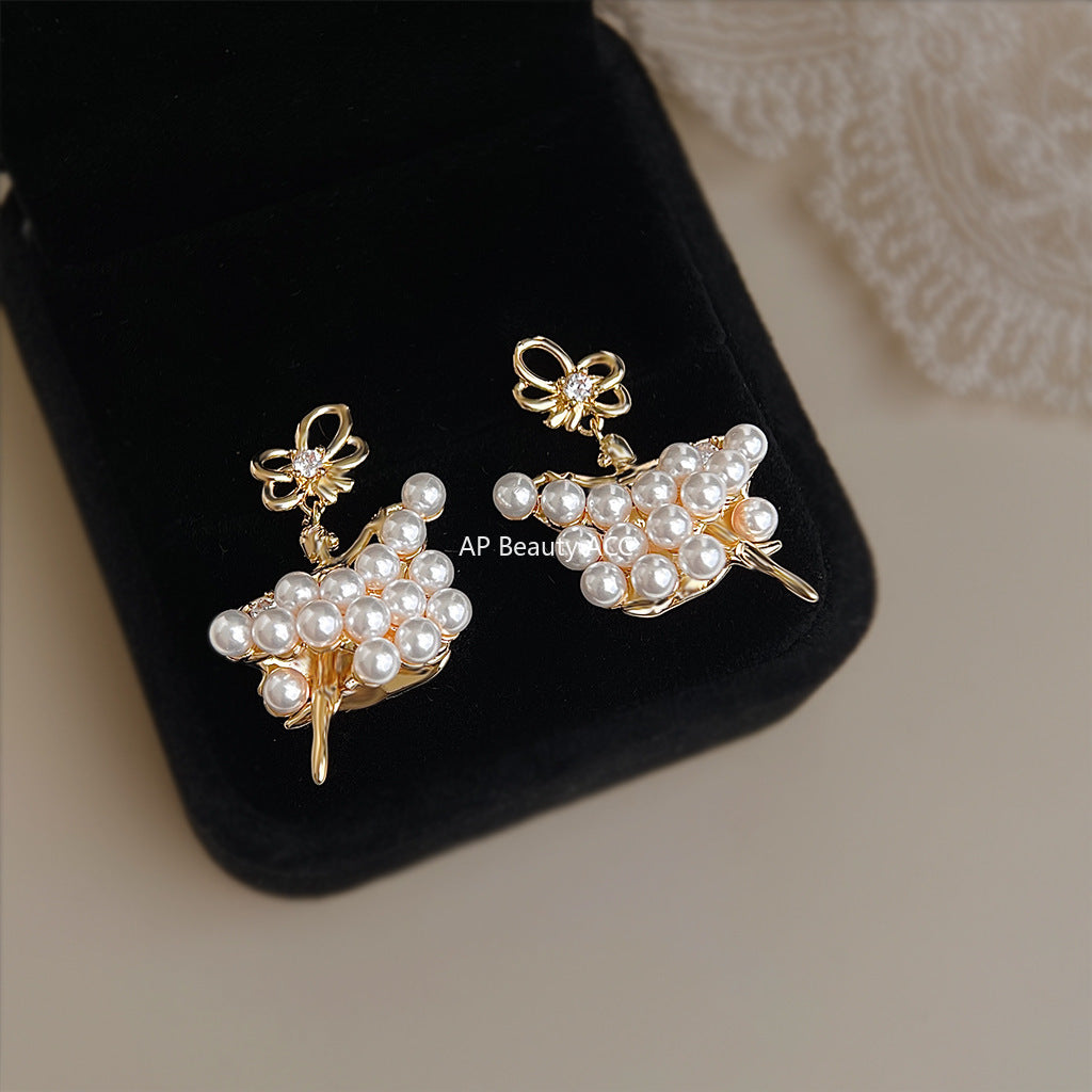 A廠-芭蕾女孩~原創設計優雅氣質唯美小眾新款清新甜美小香風耳飾 耳環「6848」25.10-3