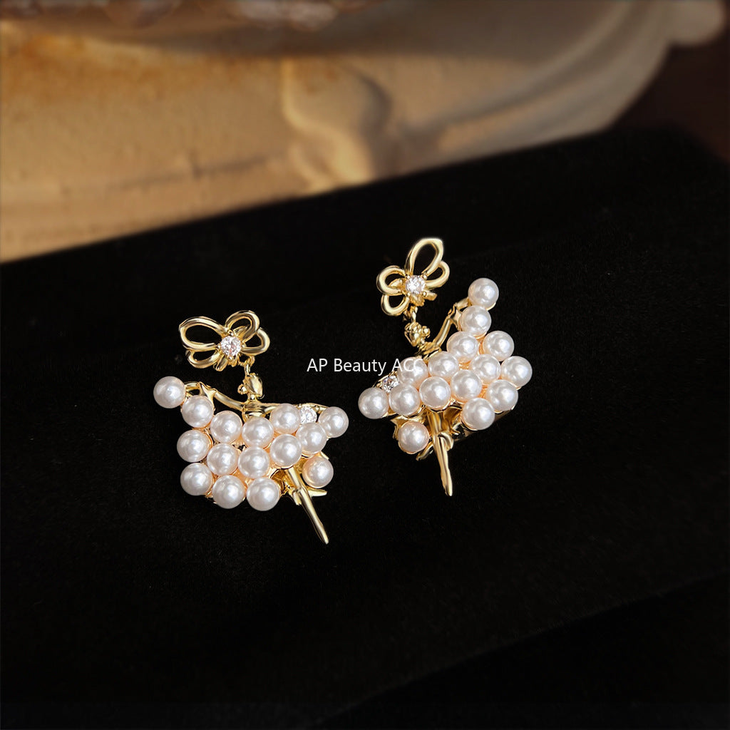 A廠-芭蕾女孩~原創設計優雅氣質唯美小眾新款清新甜美小香風耳飾 耳環「6848」25.10-3