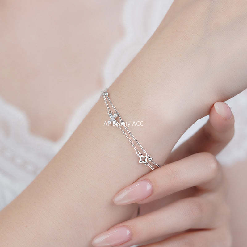 D廠-S925純銀韓系四葉草手鍊女輕奢文藝優雅簡約百搭氣質手飾批發「YC4257SL_2」25.10-4