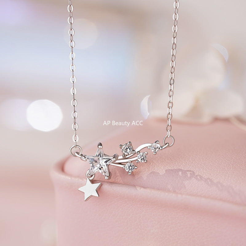 D廠-S999足銀流星項鍊新款微鑲浪漫甜美溫柔可愛送禮鎖骨鏈批發「YC3813N」25.10-2