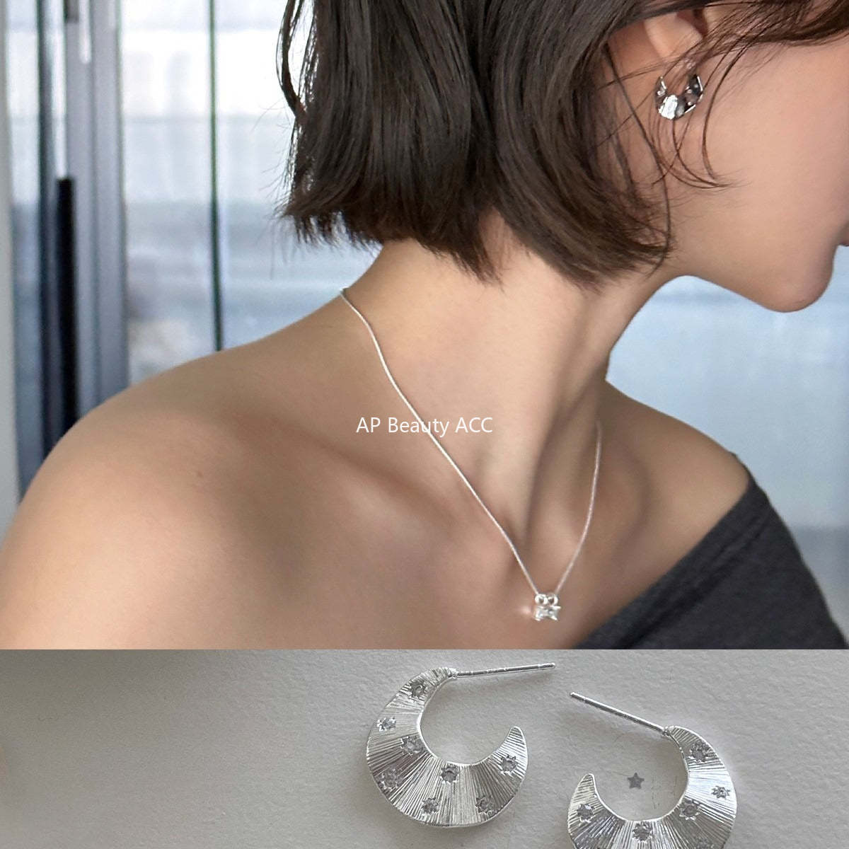 C廠-歐美風褶皺復古鋯石耳釘女冷淡風獨特誇張耳環簡約氣質新款潮耳飾「EH-4185」25.10-5