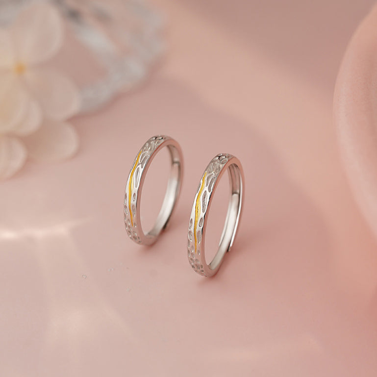 D廠-S999足銀肌理感情侶對戒小眾簡約質感幾何輕奢手飾「YC4842R_1」25.05-1