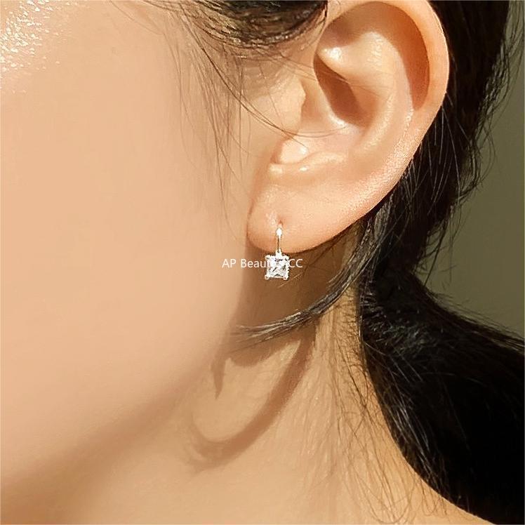 F廠-韓國韓版925純銀方鋯耳環耳扣簡約冷淡風氣質ins風耳飾「C1230」25.10-5