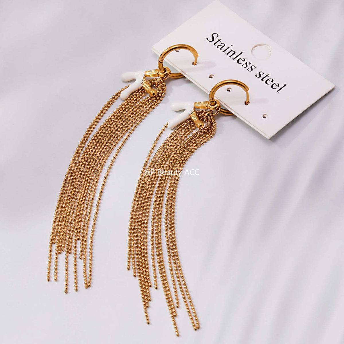 B廠-不鏽鋼K字母滴油流蘇吊墜耳環ins法式潮流個性耳飾鍍18k金「F116」25.10-5