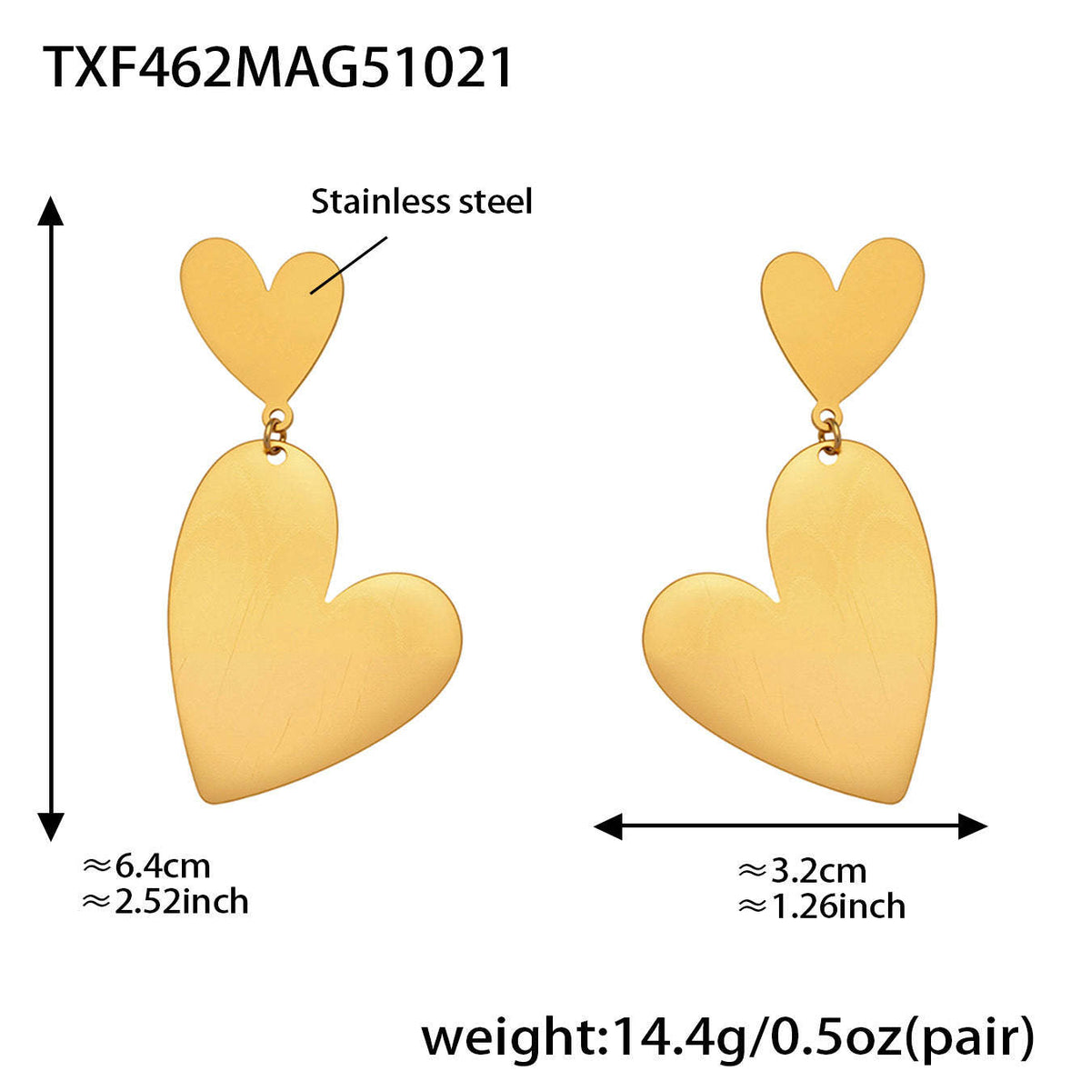 B廠-不鏽鋼大小愛心質感耳環戒指毛衣鏈跨境飾品套裝鍍18k真金「TXP462」25.10-5