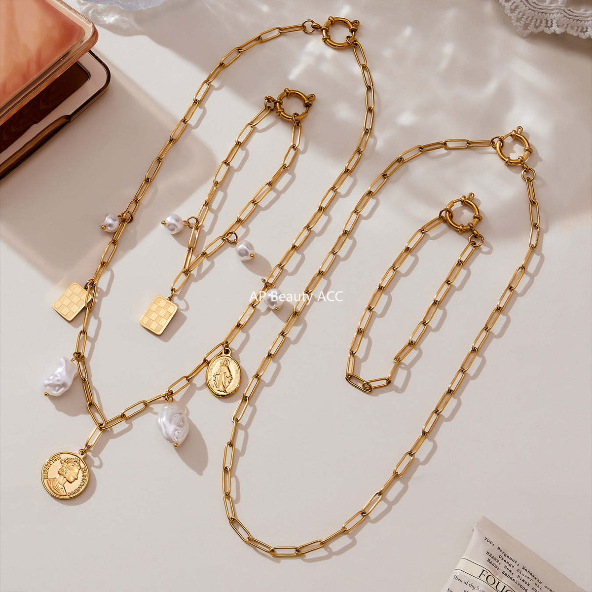 B廠-不鏽鋼異形膠珠圓牌女王DIY多配件珠寶扣手鍊項鍊飾品套裝「TXP456」25.10-5