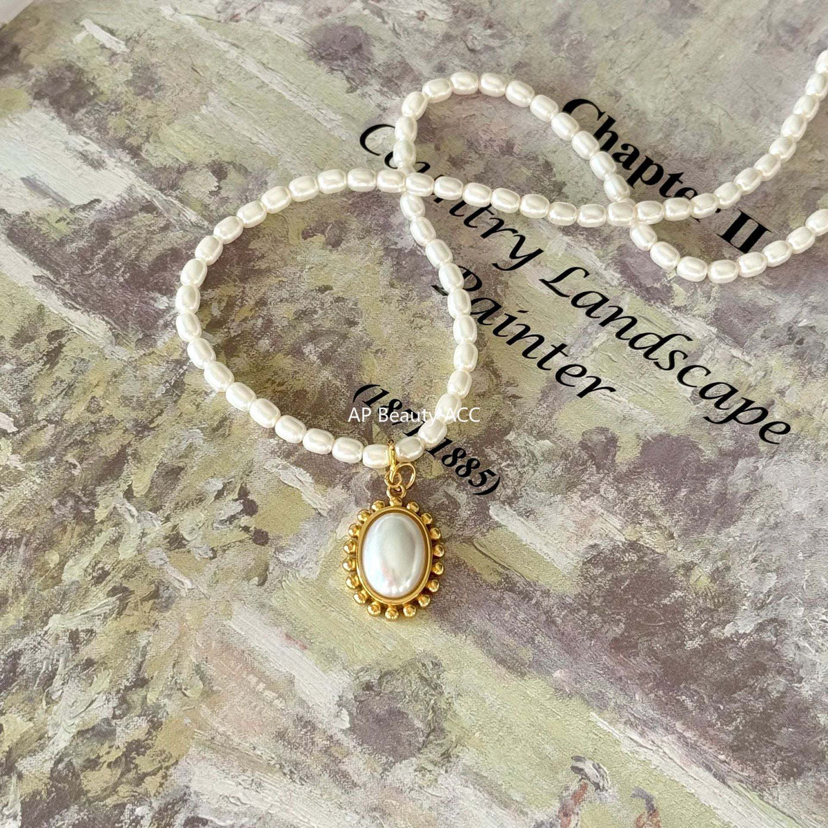 F廠-韓國韓版飾品925純銀人造水晶玻璃珍珠吊墜項鍊頸鏈「B878」25.10-5